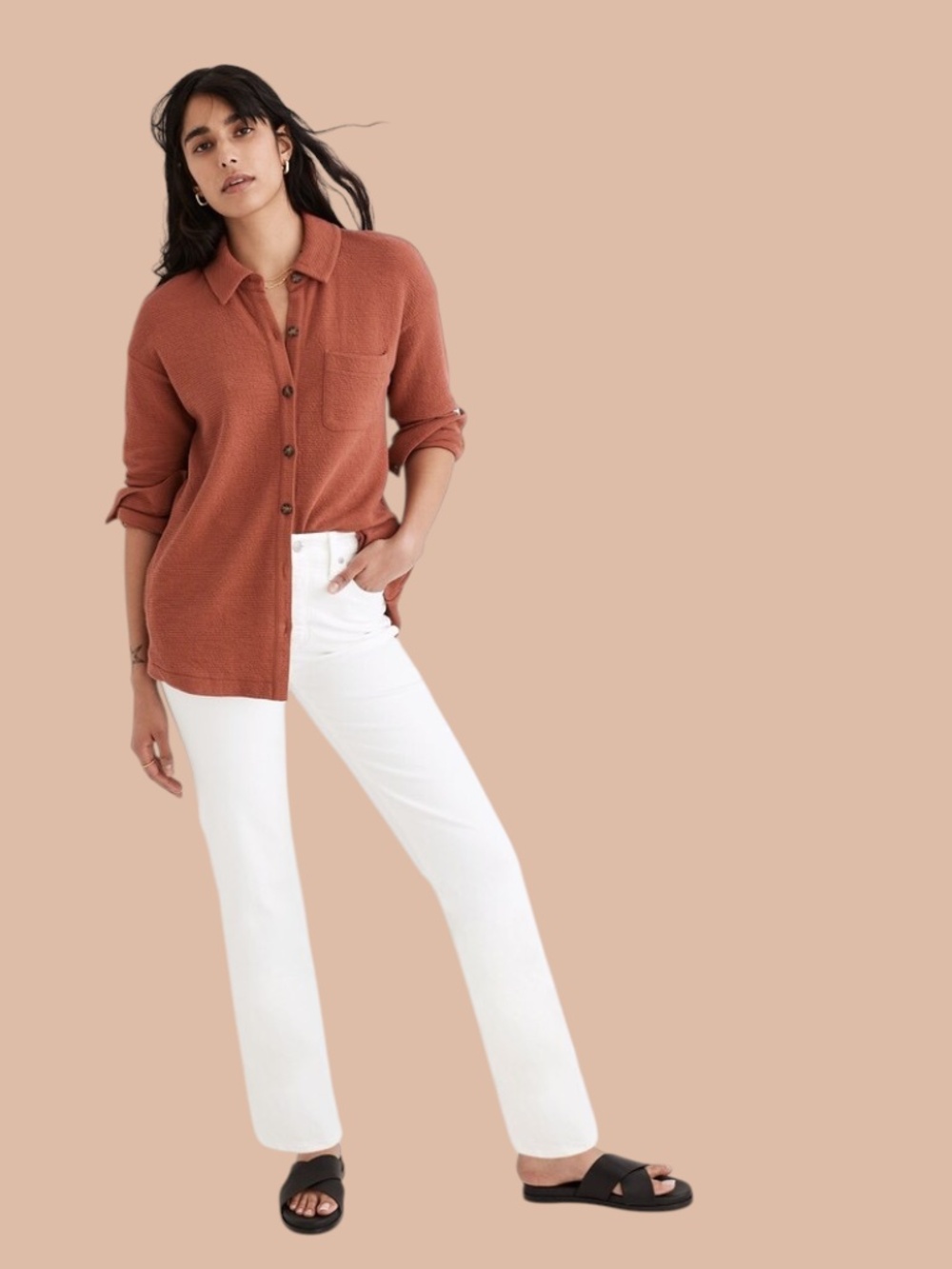 Madewell The Mid-Rise Perfect Vintage Straight White Jeans 28
